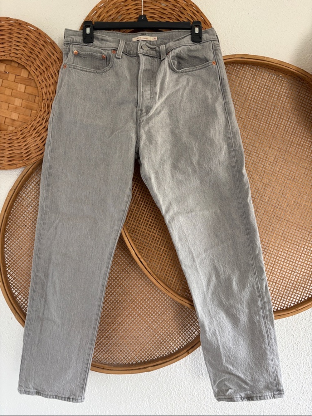 Levi’s 501 Wedgie Straight Gray High-Rise Straight Leg Jeans size 30